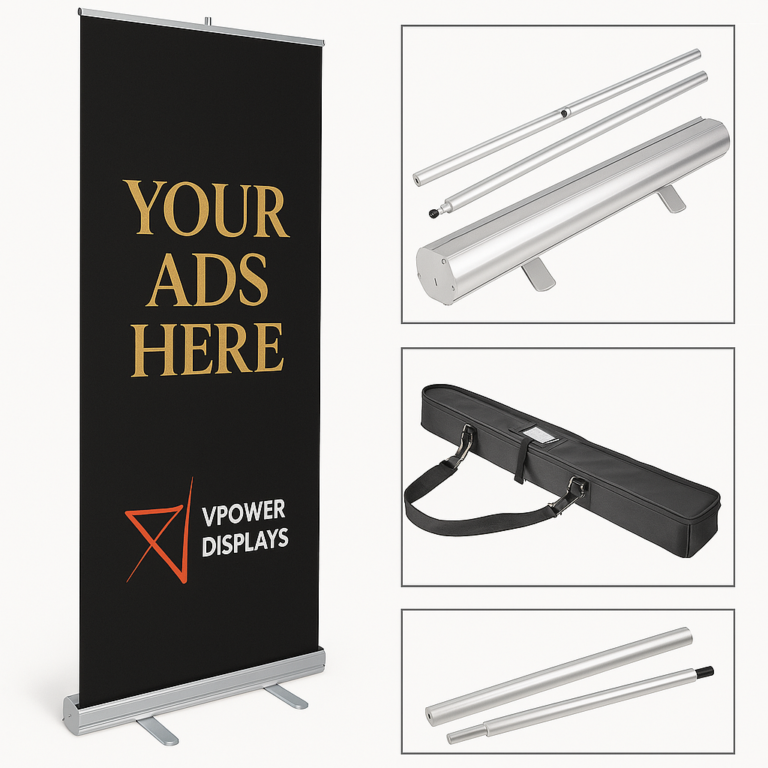 Power Operated Standee Aluminium Roll-Up Standee - vpowerdisplays.in